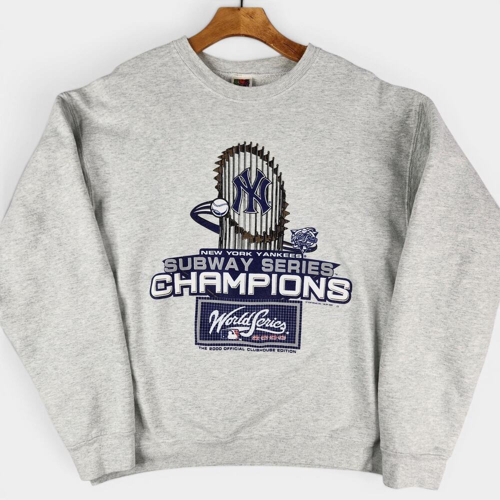 Vintage New York Yankees Sweatshirt Mens XL Gray MLB Subway Series Champs 2000